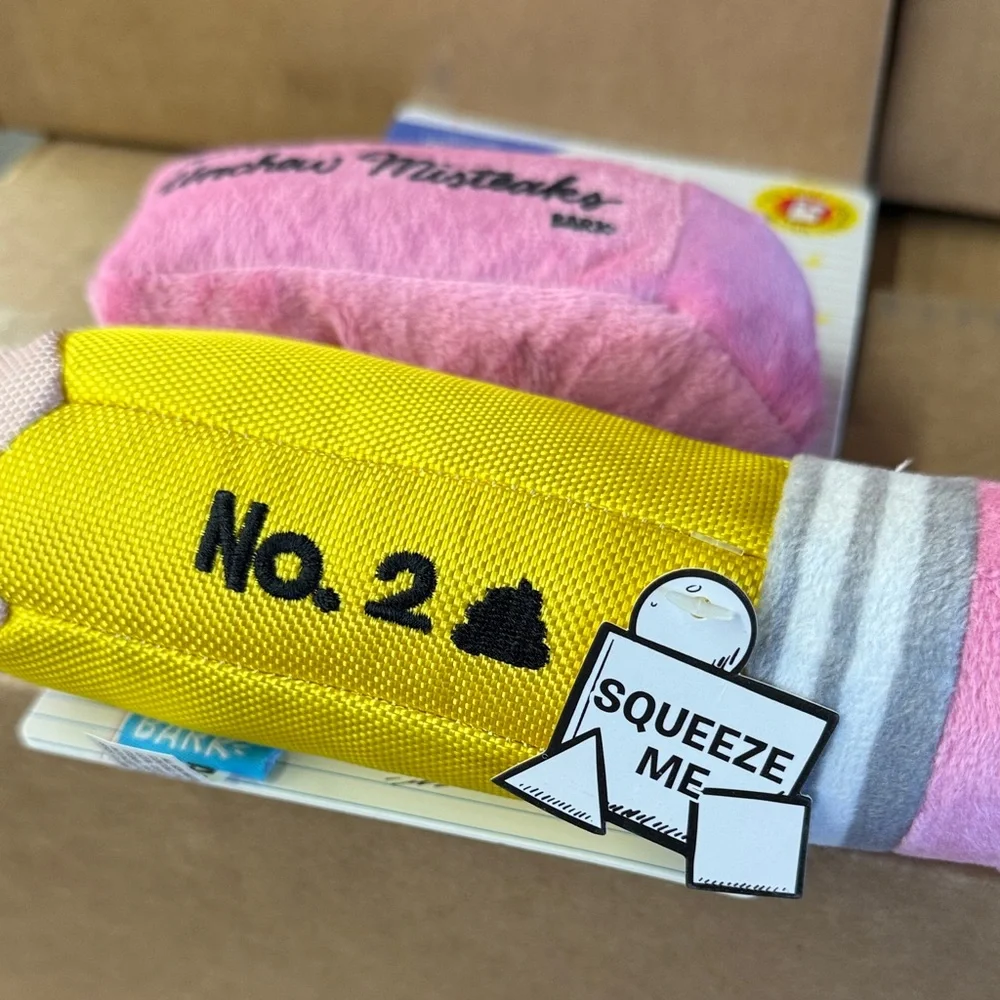 Bark - Bark to School Dog Toy Set - Pink and Yellow